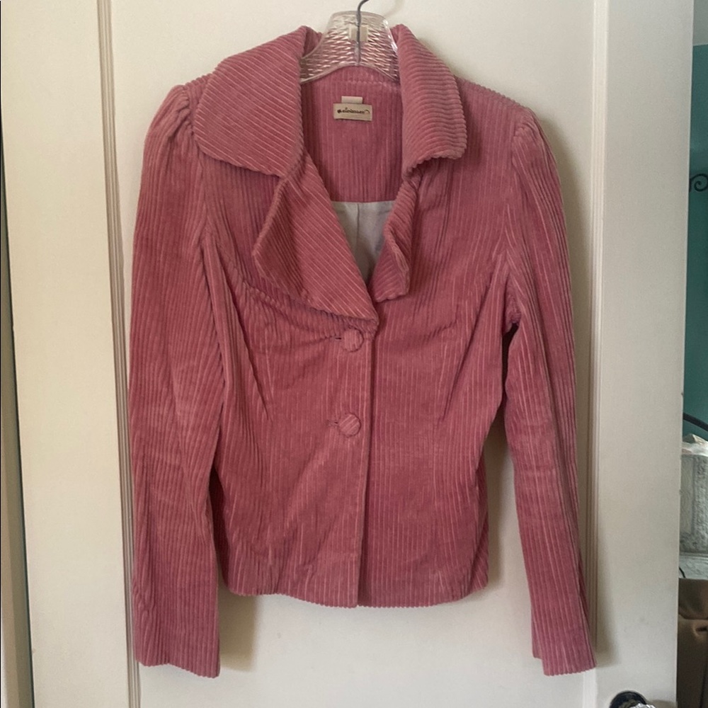 Elevenses Pink Blazer Cropped Corduroy Jacket